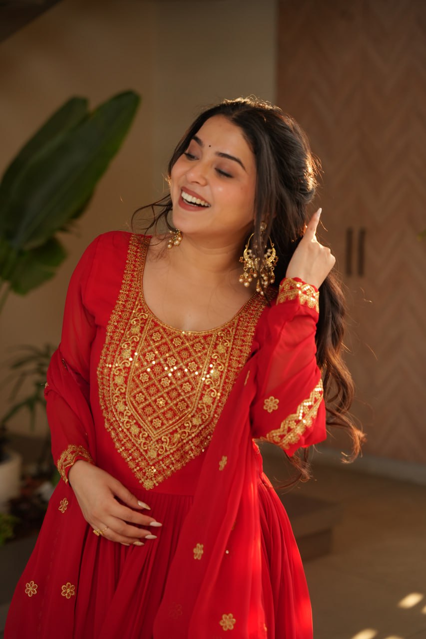 Zari Sequence Work Gown