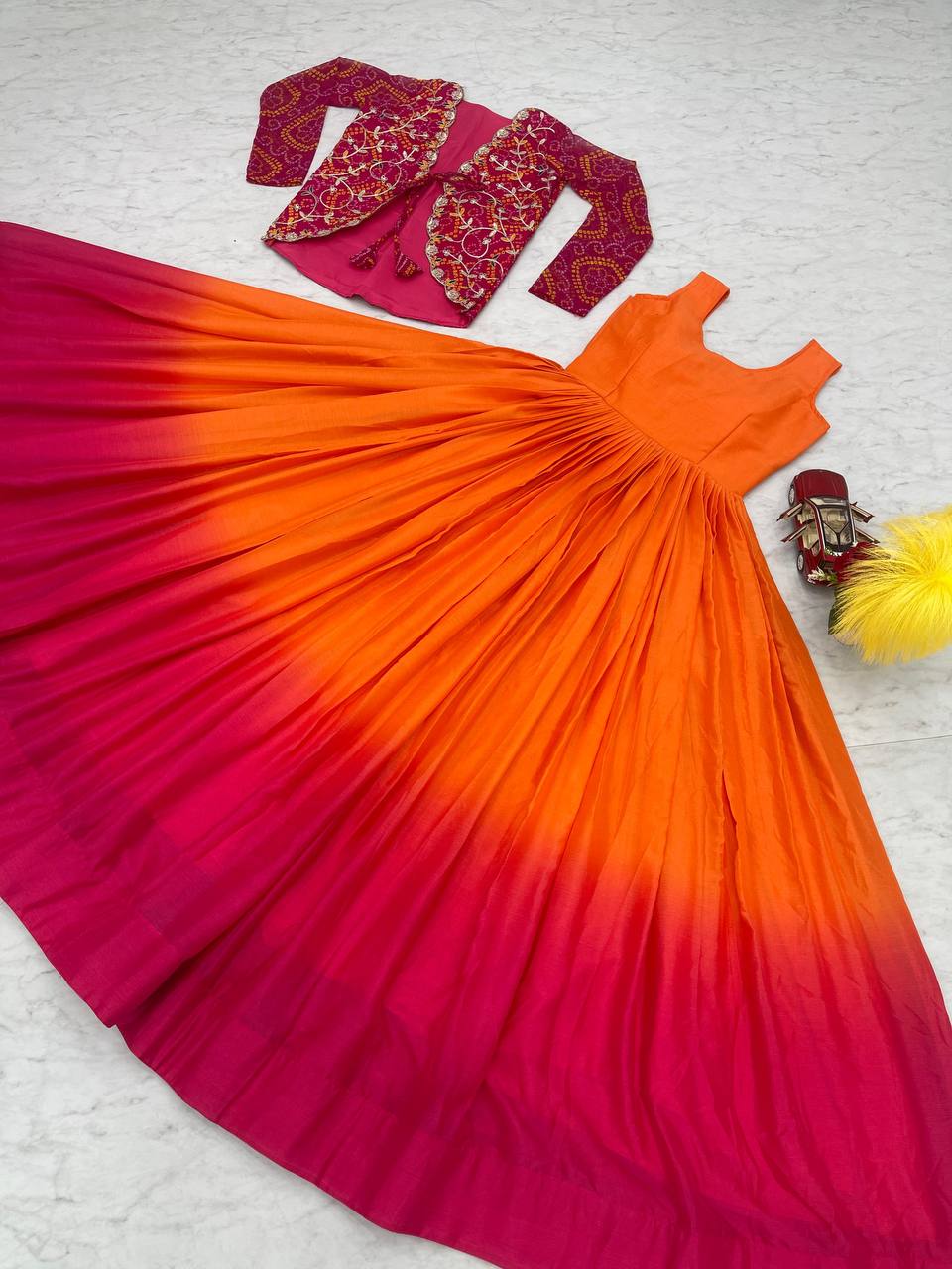 Festival Bandhej Jacket & Long Gown