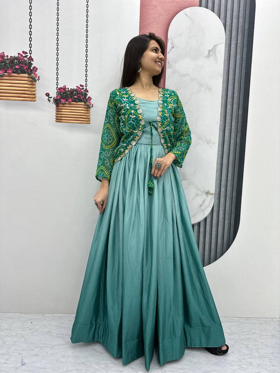 Festival Bandhej Jacket & Long Gown