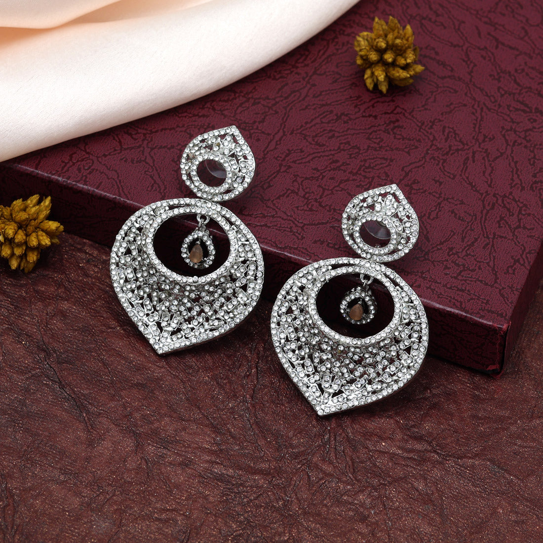 Peach Color Stone Earrings