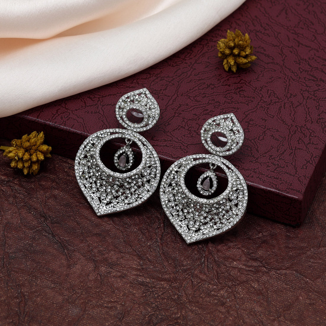 Pink Color Stone Earrings