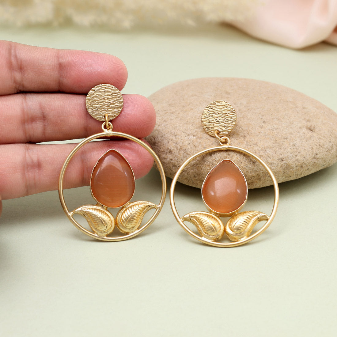 Bright Orange Color Amrapali Earrings