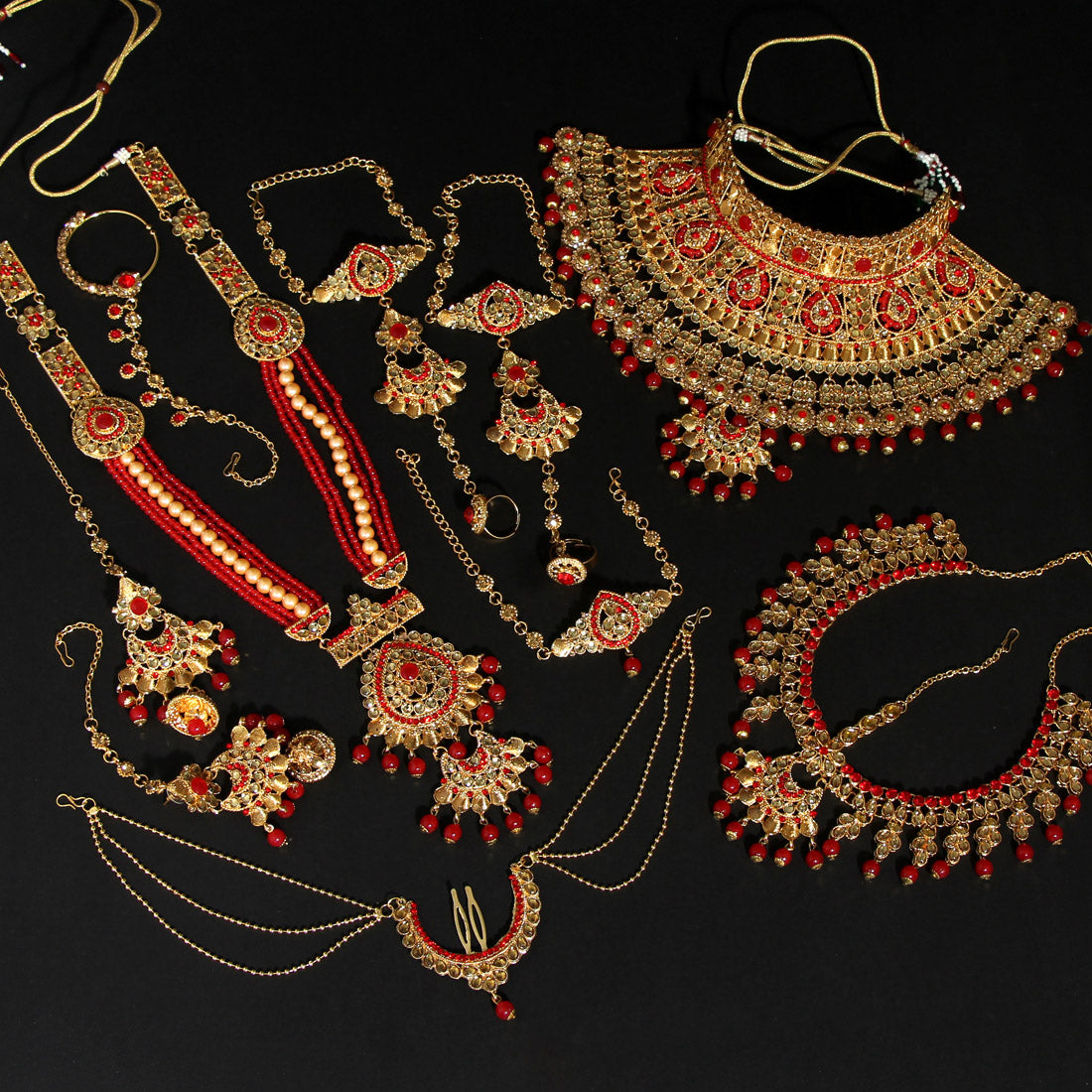 Red Color Kundan Bridal Set