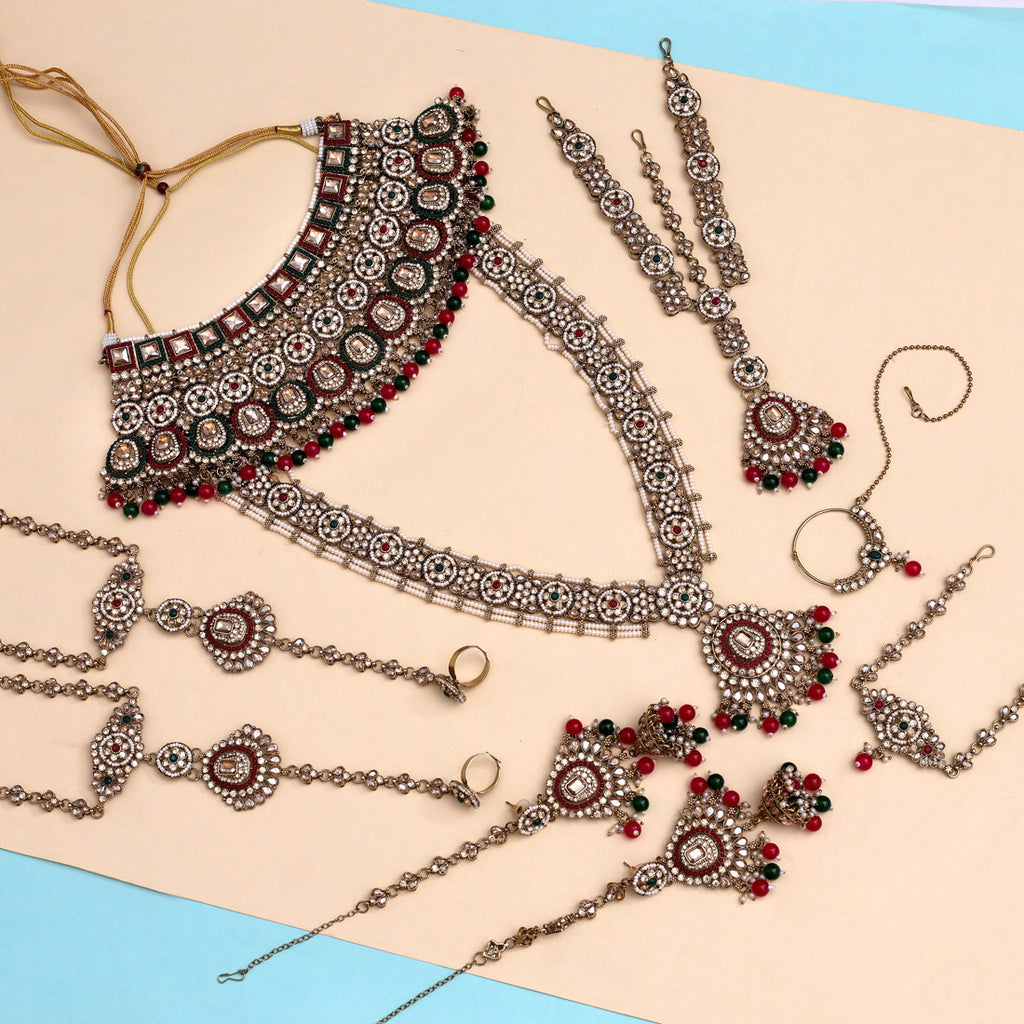Rani & Green Color Kundan Dulhan Set
