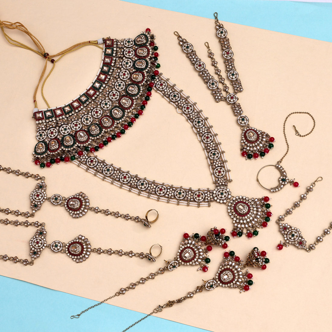 Rani & Green Color Kundan Dulhan Set