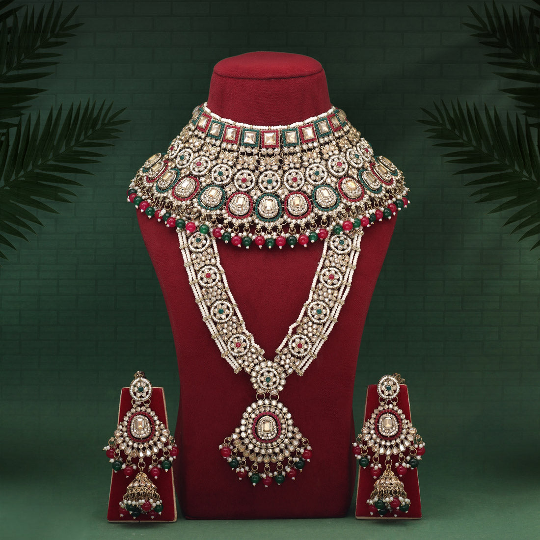 Rani & Green Color Kundan Dulhan Set