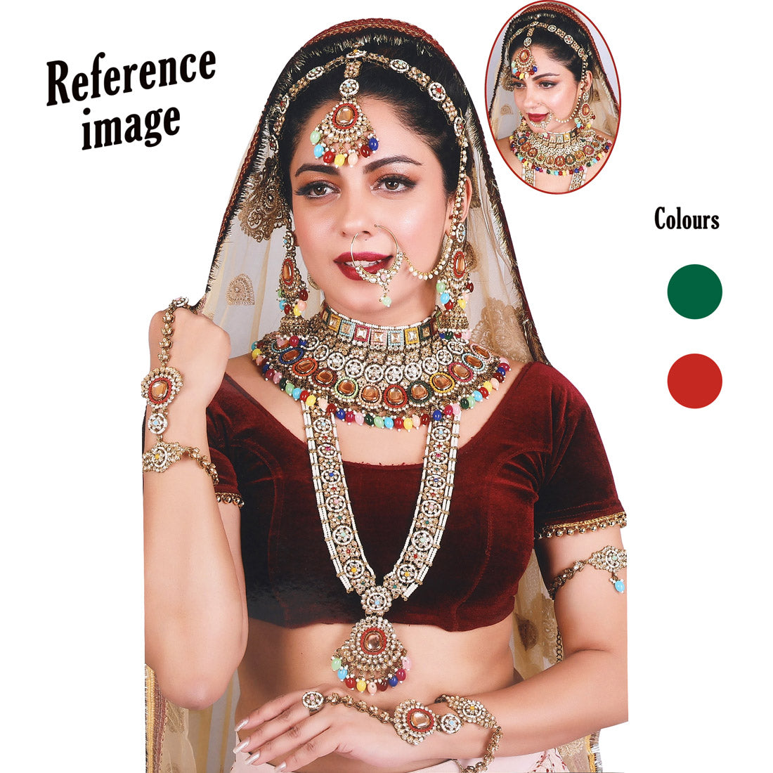 Rani & Green Color Kundan Dulhan Set