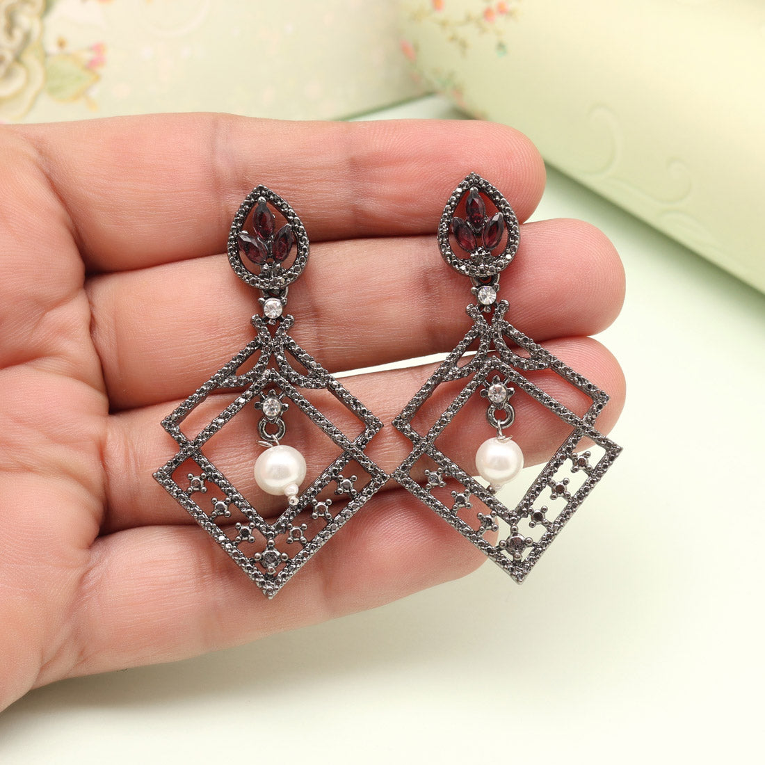 Deep Magenta Color Fashion Earrings