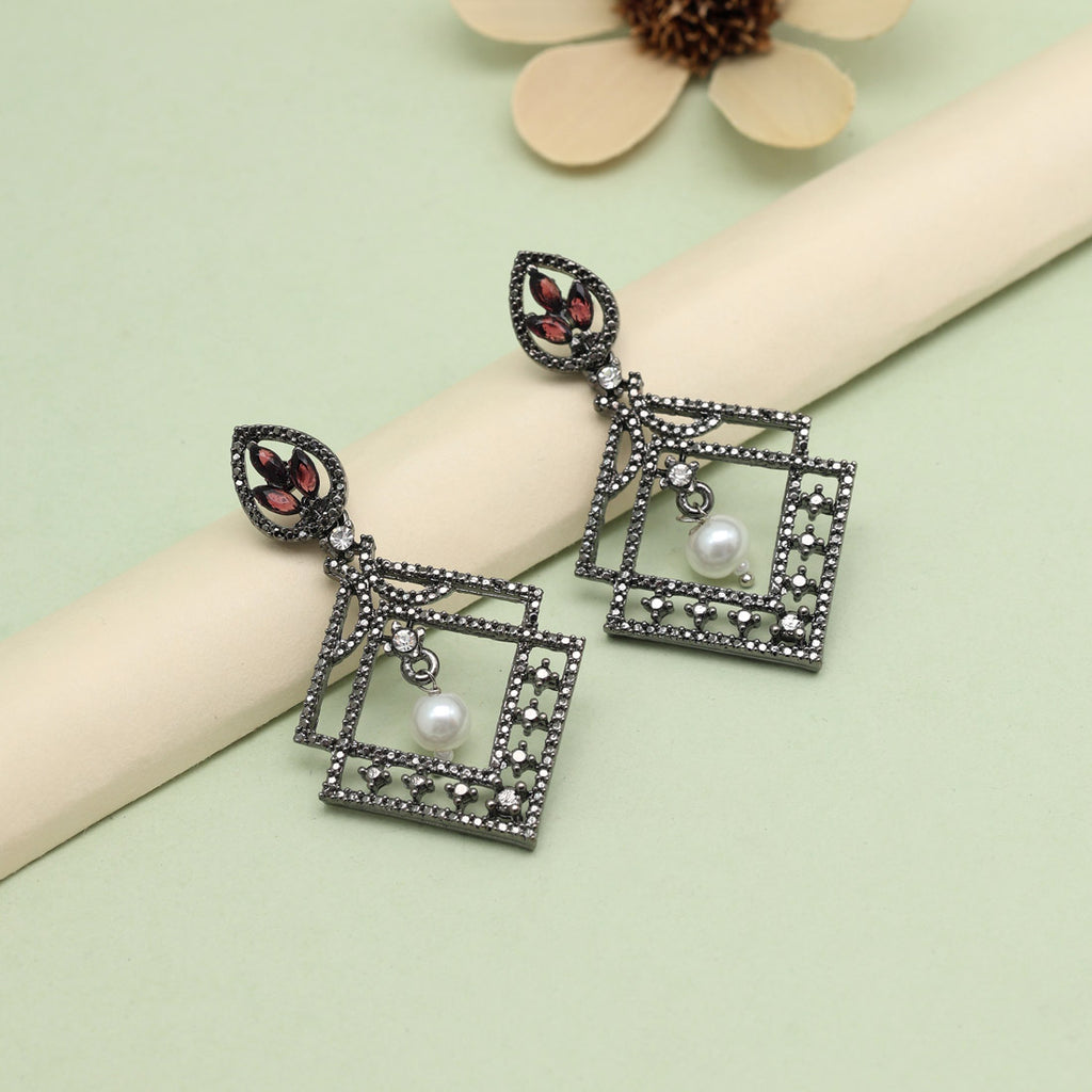 Deep Magenta Color Fashion Earrings
