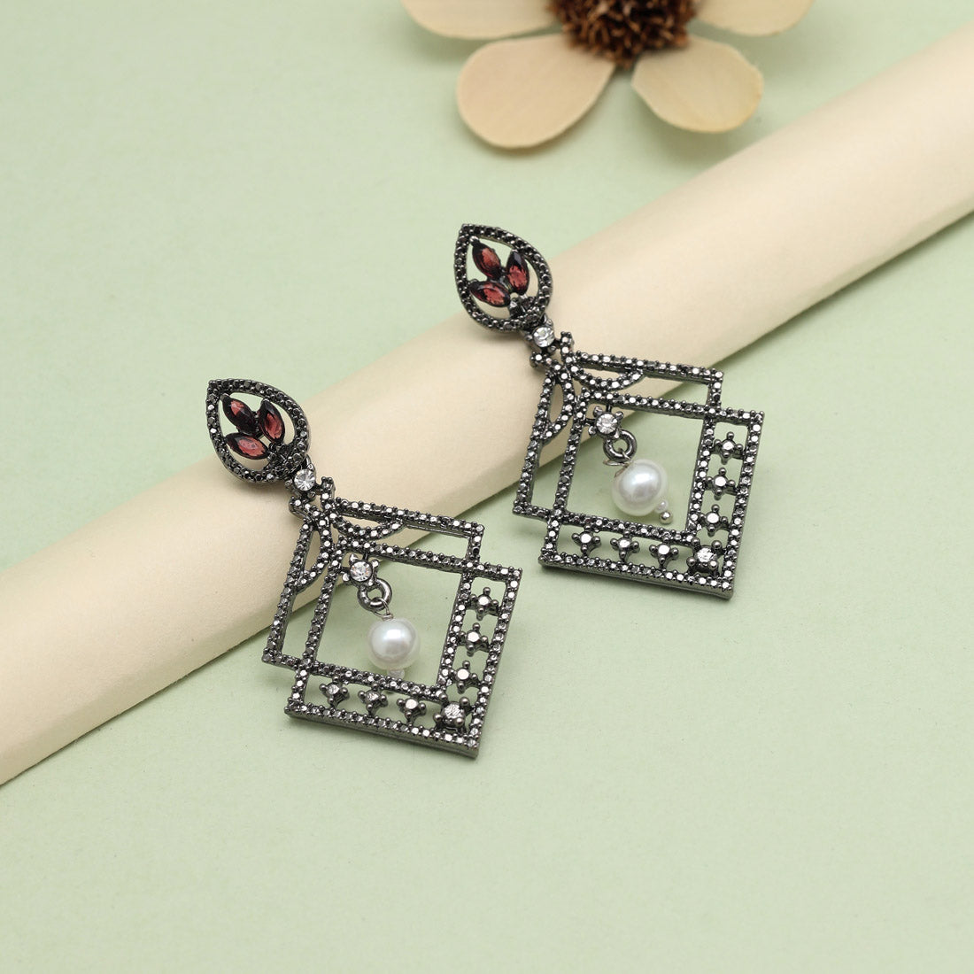 Deep Magenta Color Fashion Earrings