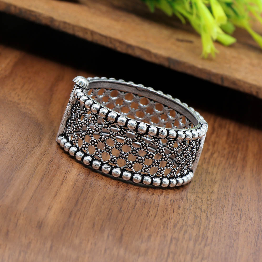 Silver Color Openable Oxidised Bracelet