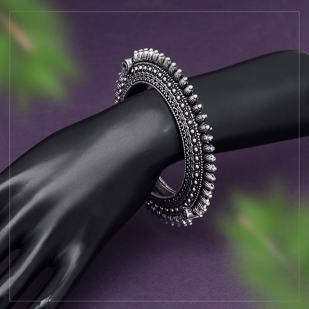 Silver Color Oxidised Openable  Bracelet
