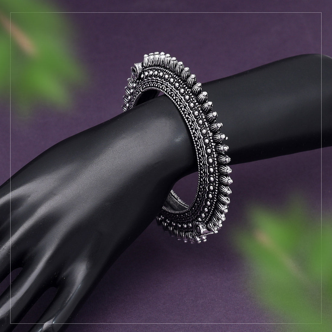 Silver Color Oxidised Openable  Bracelet