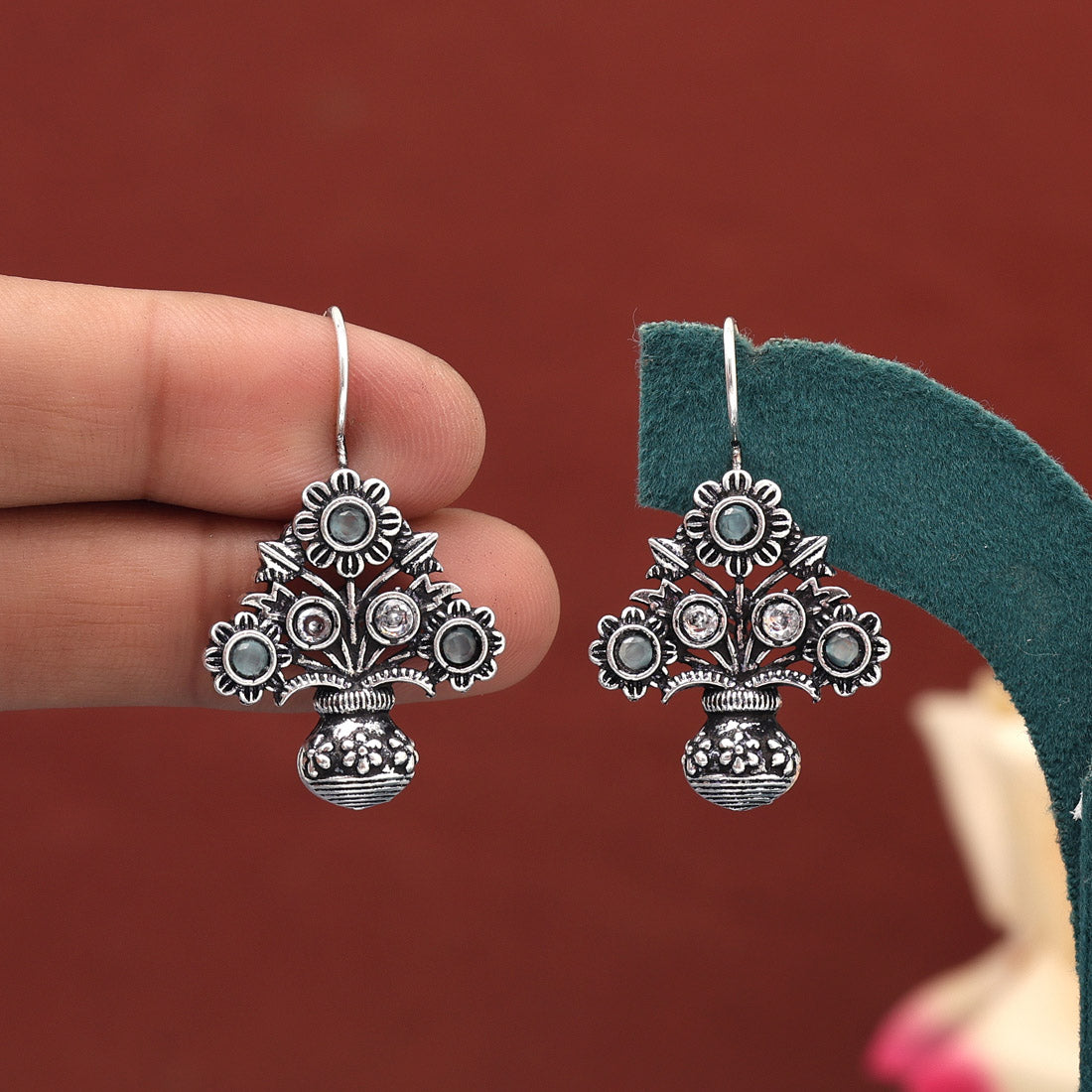 Assorted Color 10 Pairs Of Oxidised Earrings