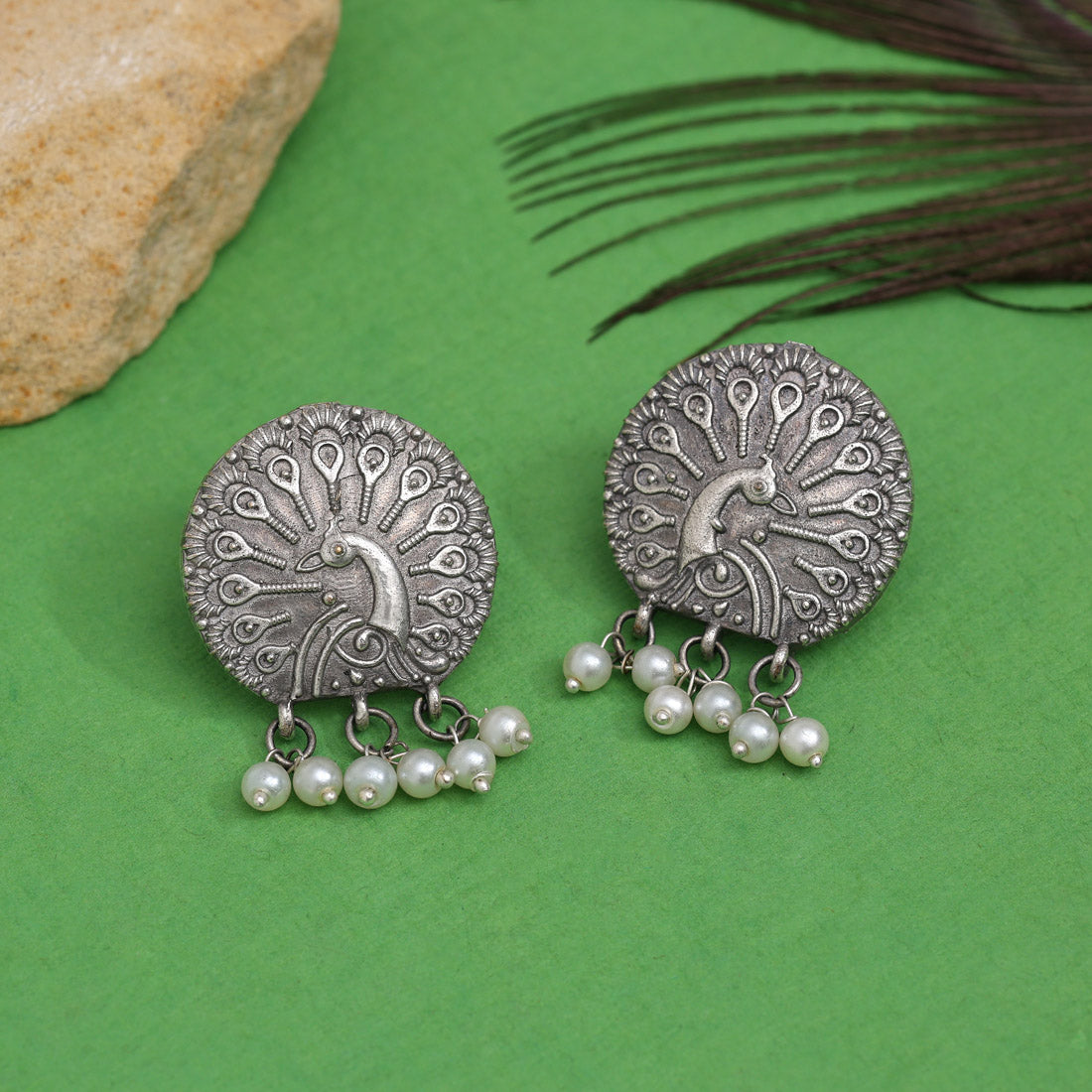Silver Color Oxidised Earrings