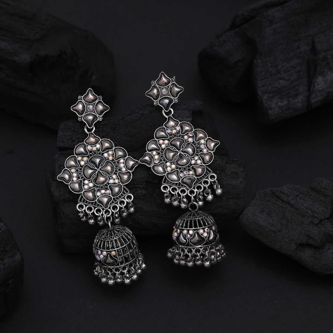 Silver Color Oxidised Earrings (GSE3011SLV)