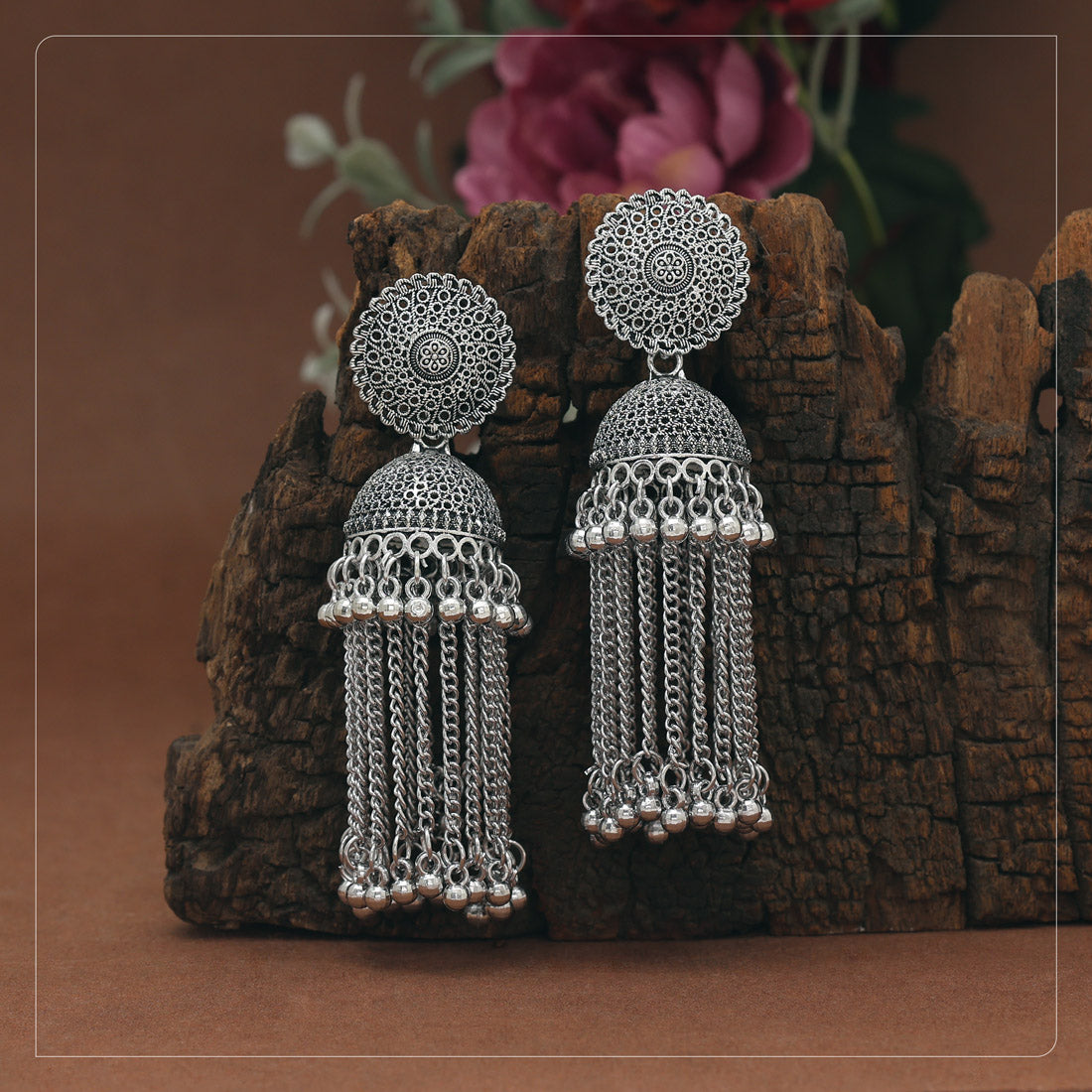 Silver Color Oxidised Earrings (GSE3113SLV)