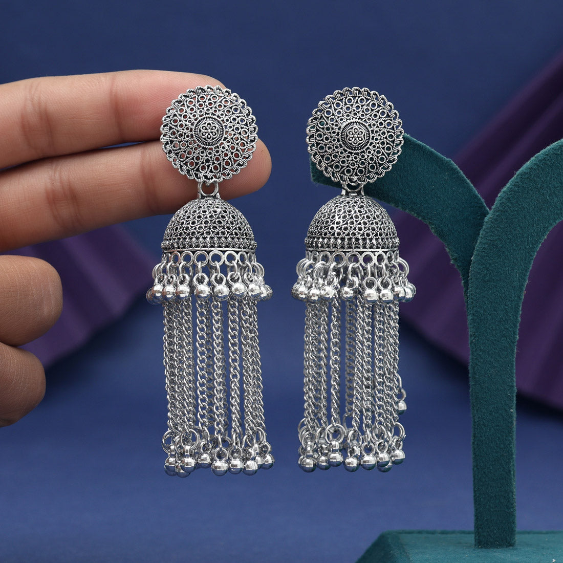 Silver Color Oxidised Earrings (GSE3113SLV)