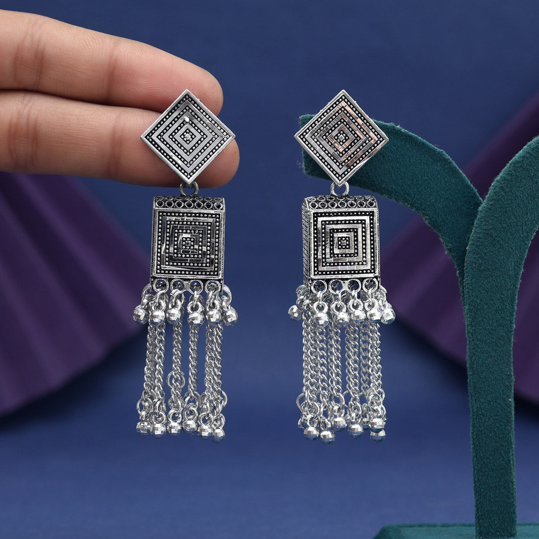 Silver Color Oxidised Earrings (GSE3116SLV)