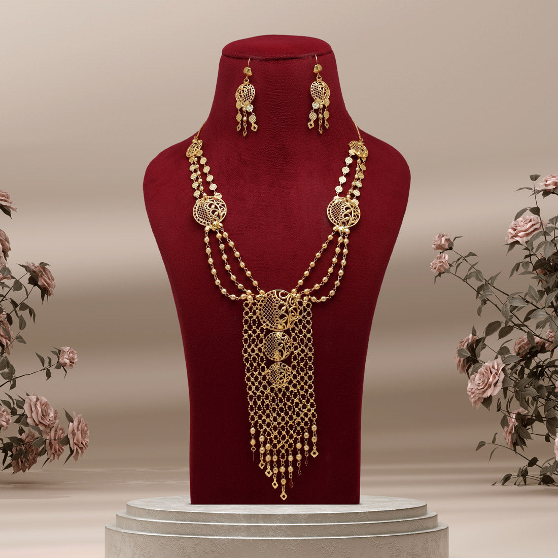 Gold Color Gold Plated Necklace Set