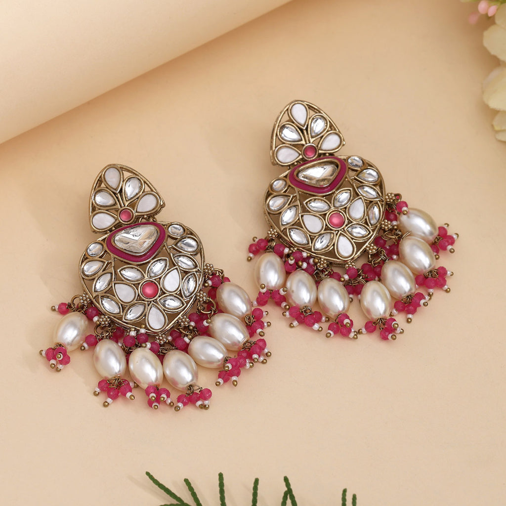 Rani Color Kundan Earrings