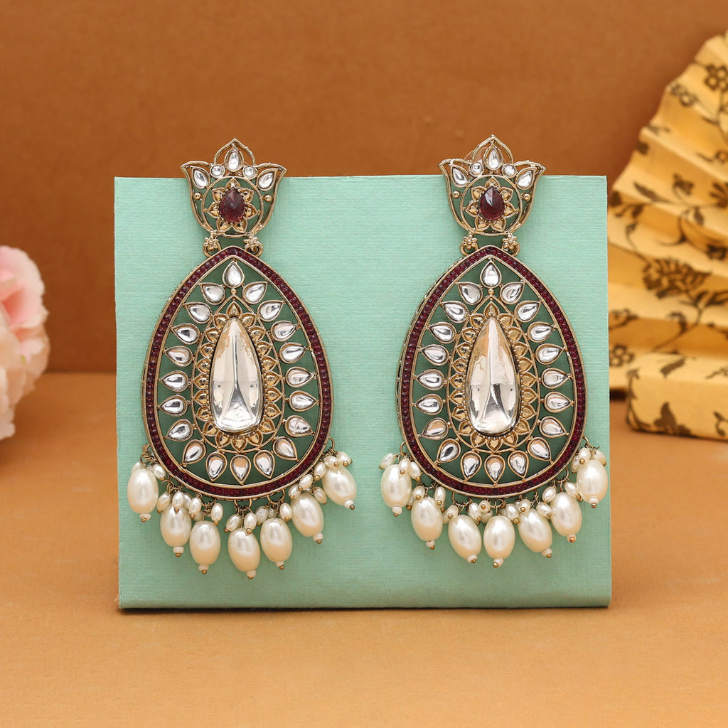 Purple Color Kundan Earrings