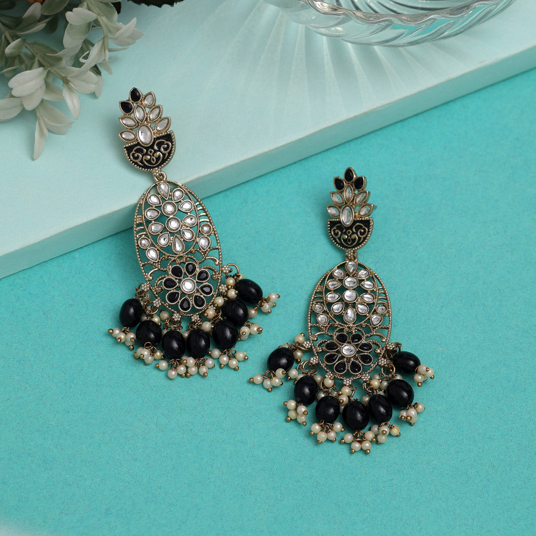11 Pairs Assorted Color Kundan Earrings Combo
