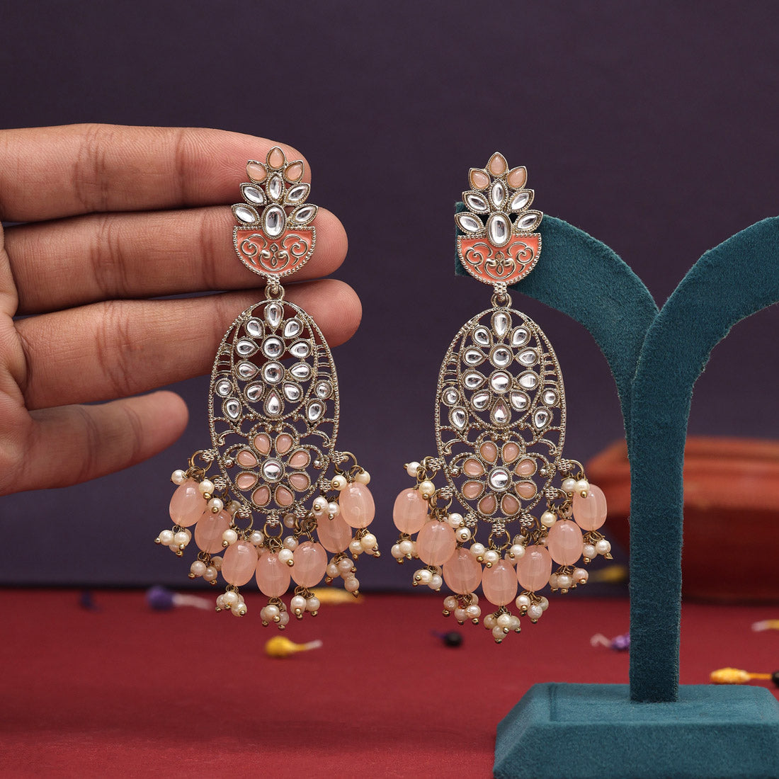 11 Pairs Assorted Color Kundan Earrings Combo