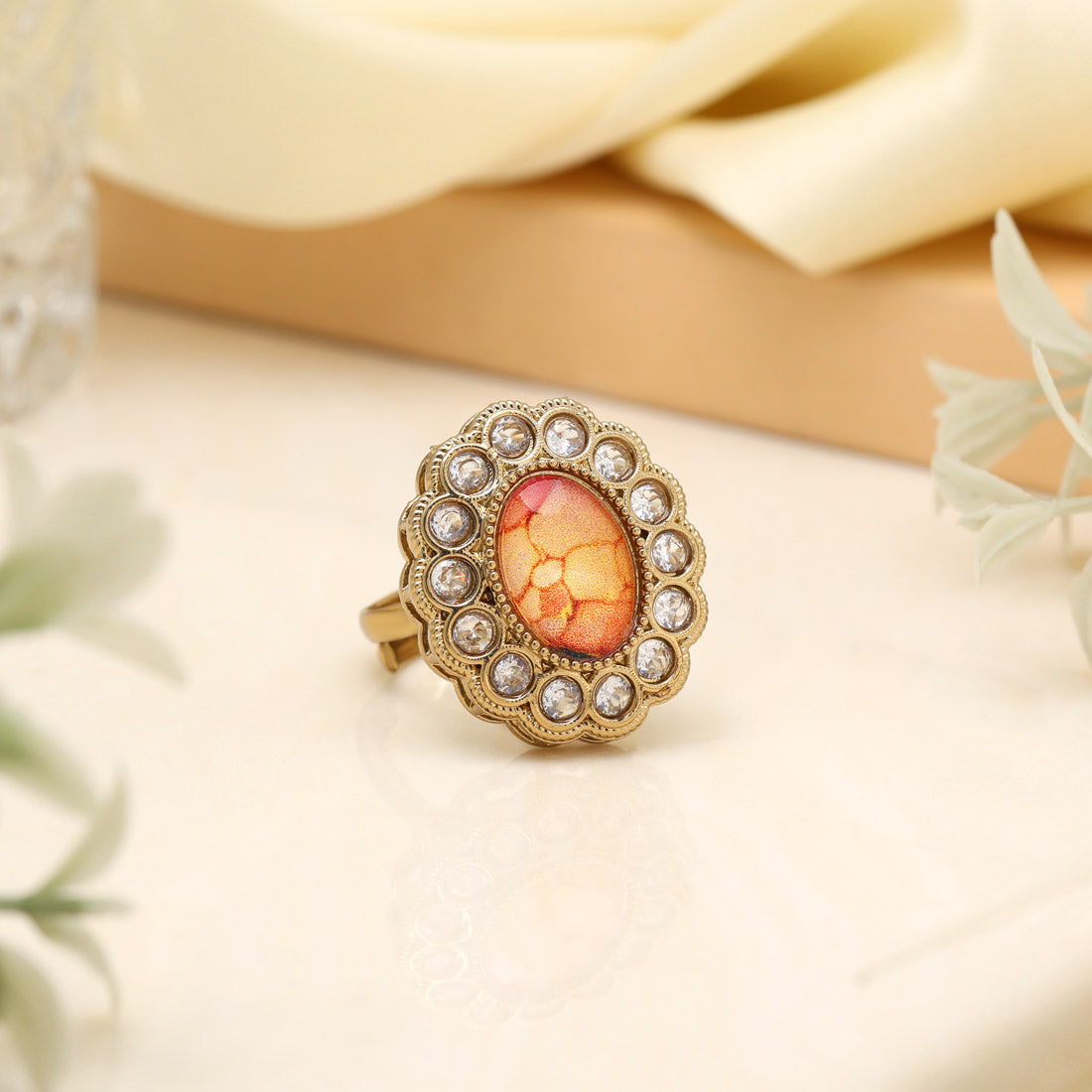 Ivory White Color Kundan Ring For Women