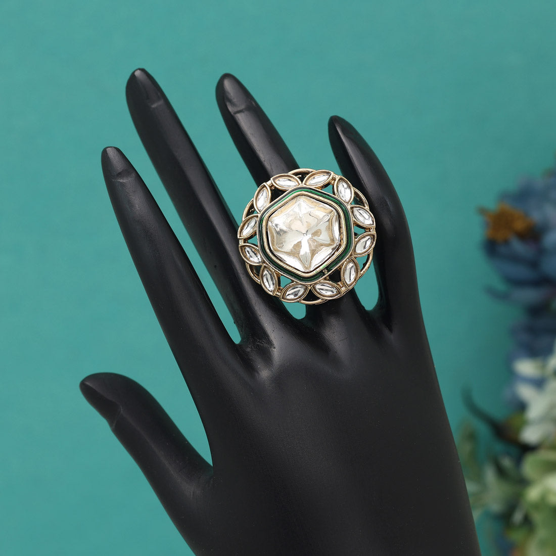 White Color Handcrafted Kundan Rings – 12-Pack