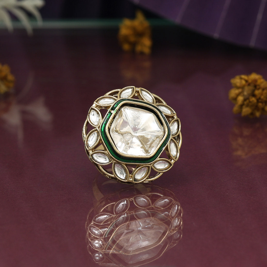 White Color Handcrafted Kundan Rings – 12-Pack