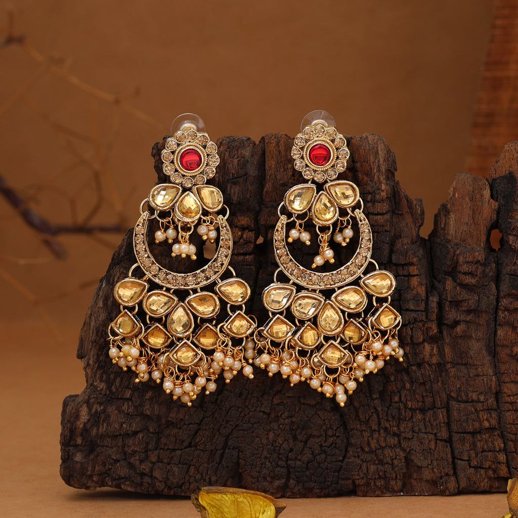 Red & Gold Color Kundan Necklace Set