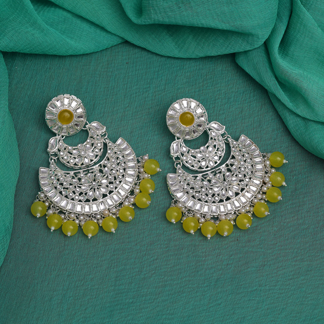 Yellow Color Choker Kundan Necklace Set