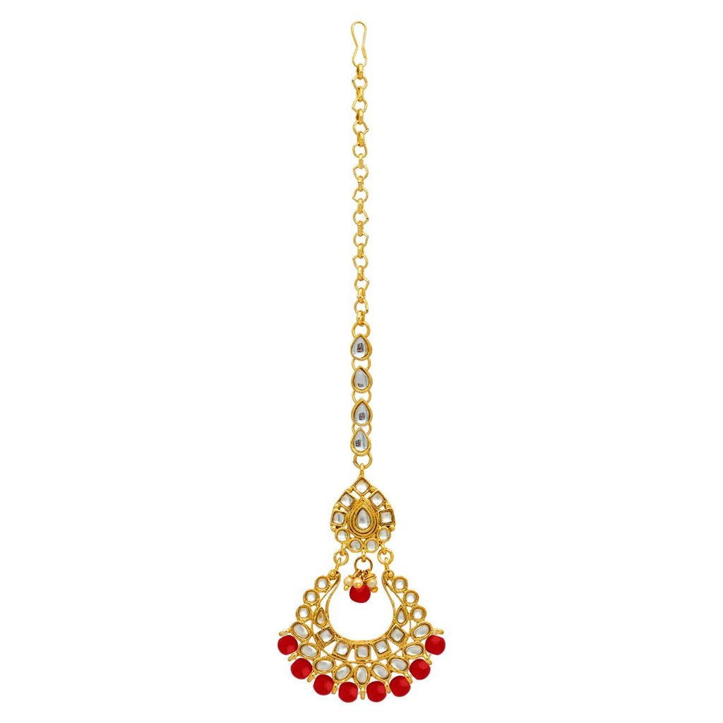Maroon Color Choker Kundan Necklace Set