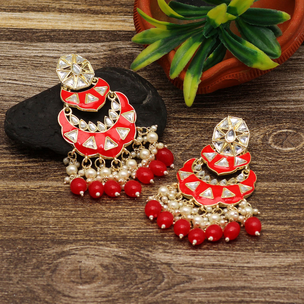 Red Color Meenakari Earrings