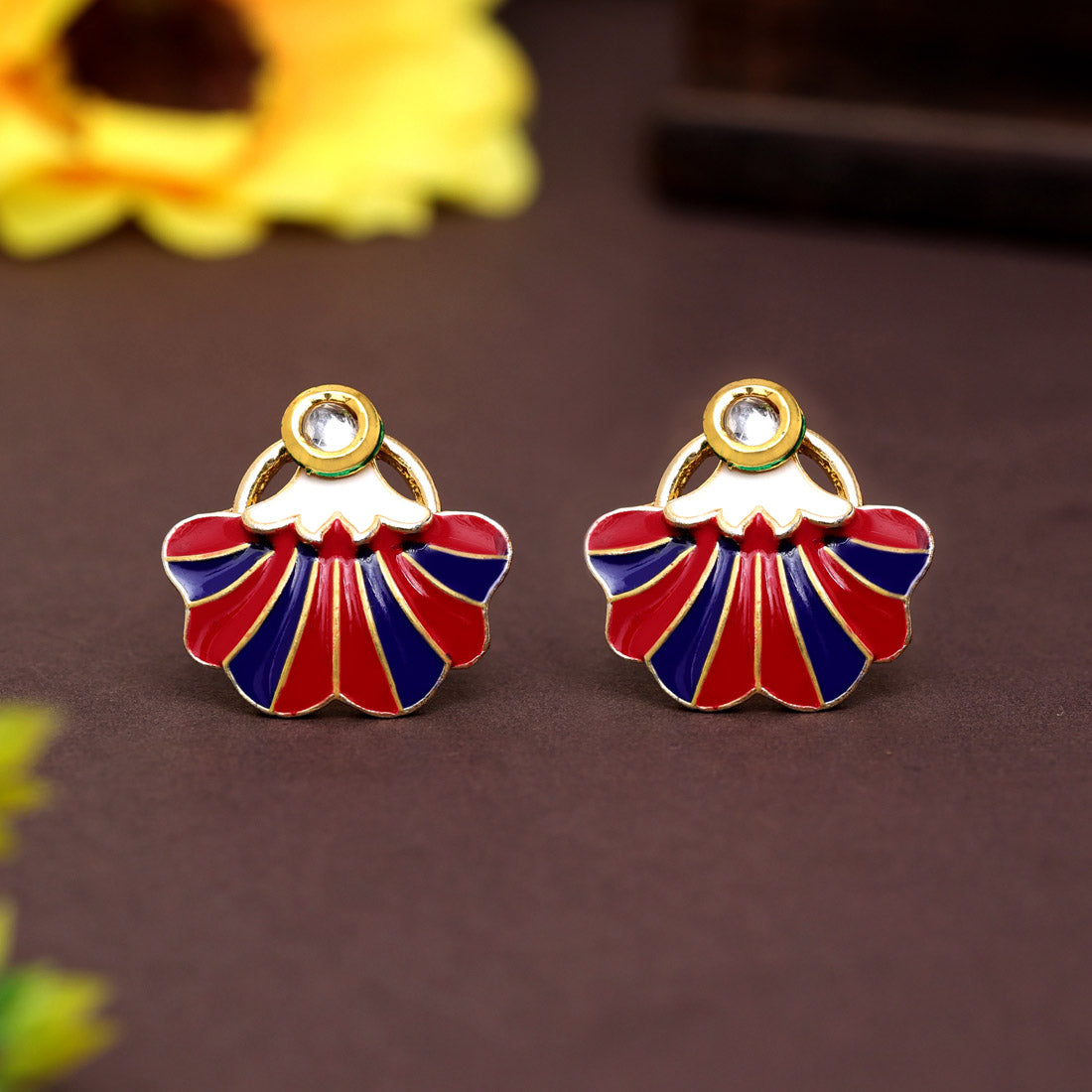 Maroon Color Meenakari Earrings