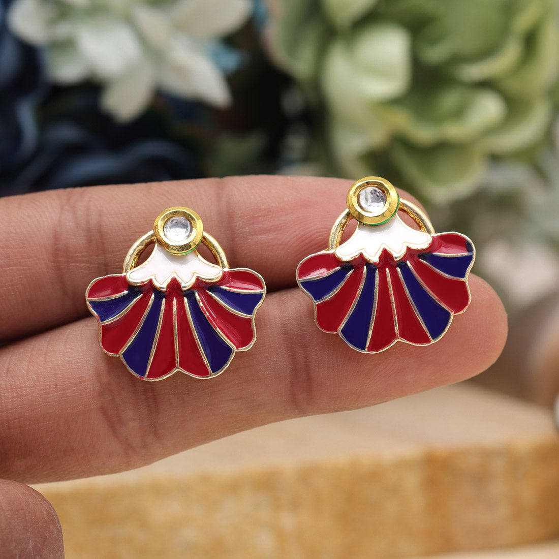 Maroon Color Meenakari Earrings