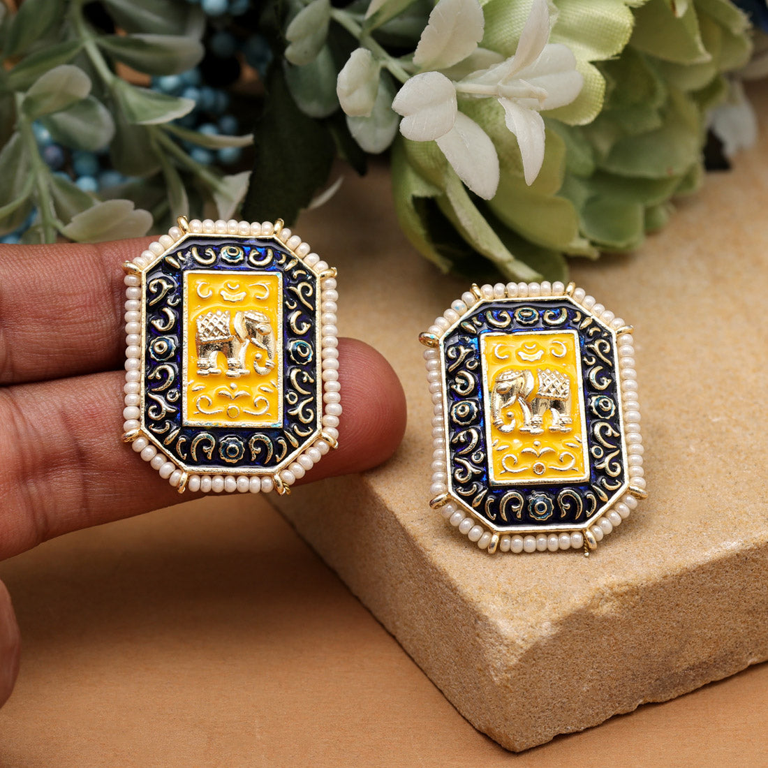 Blue Color Meenakari Earrings