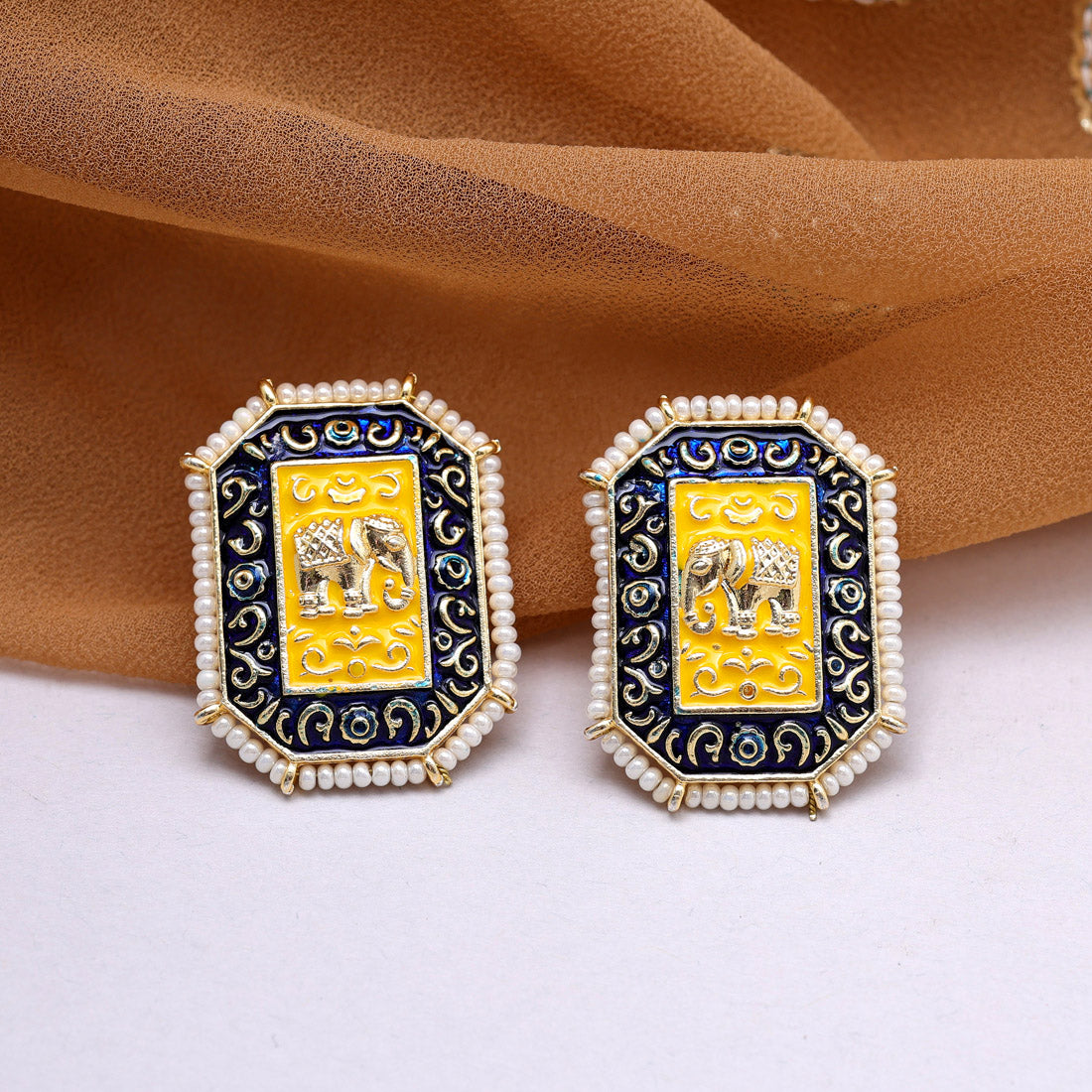 Blue Color Meenakari Earrings