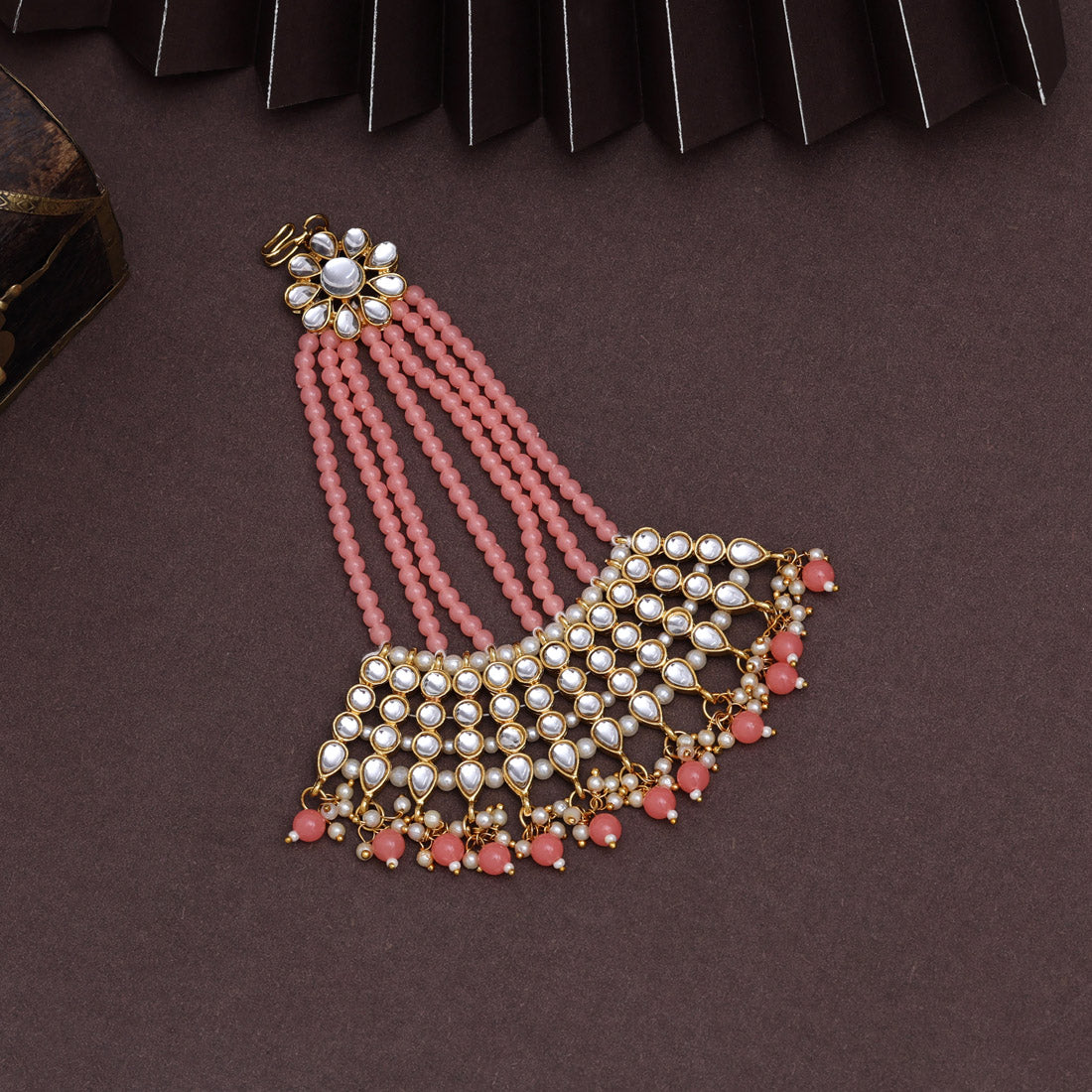 Peach Color Kundan Maang Pasa (MPS184PCH)