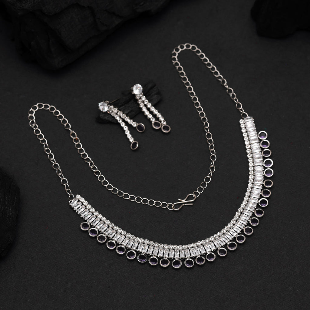 Purple Color Stone Necklace Set