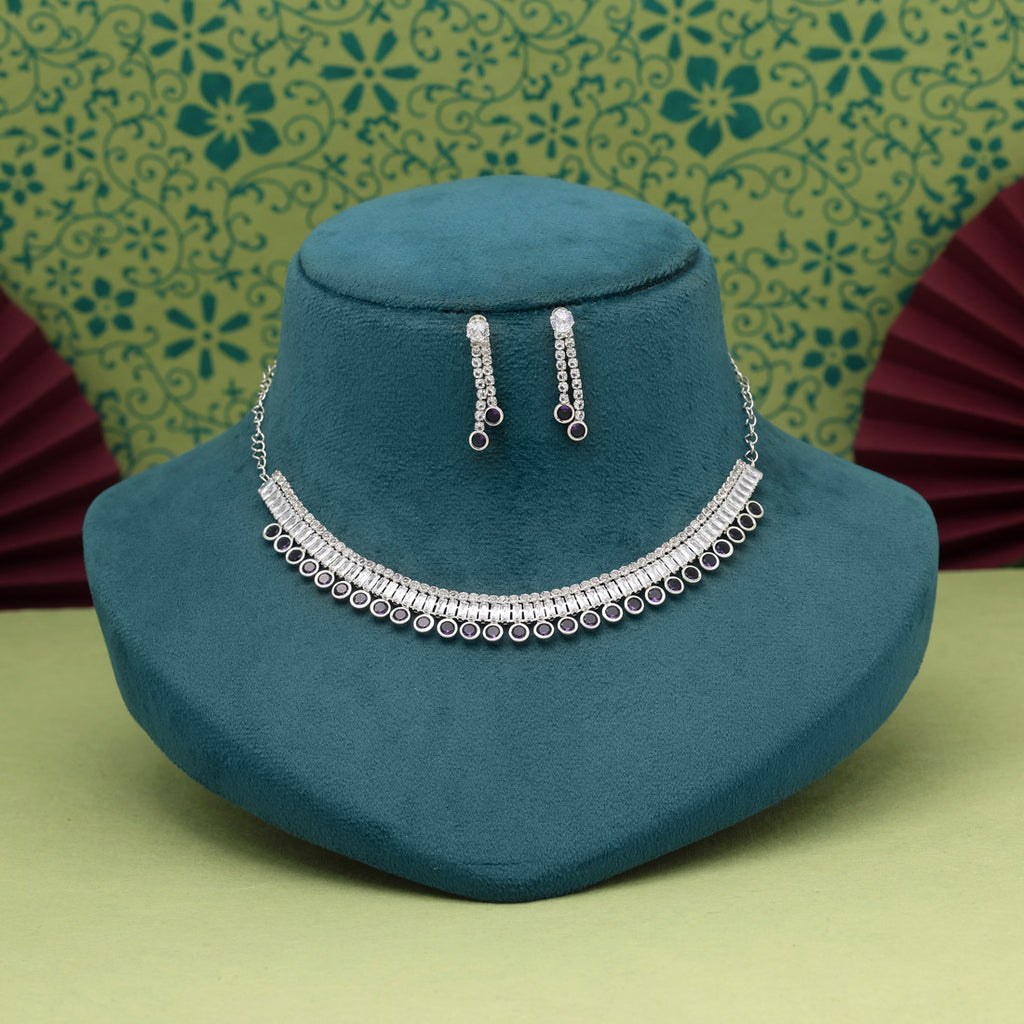 Purple Color Stone Necklace Set
