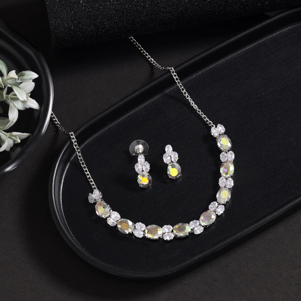 Rainbow Color Stone Necklace Set (STN260RNW)