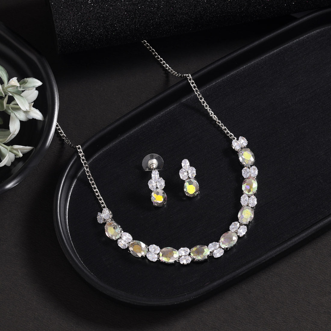 Rainbow Color Stone Necklace Set (STN260RNW)