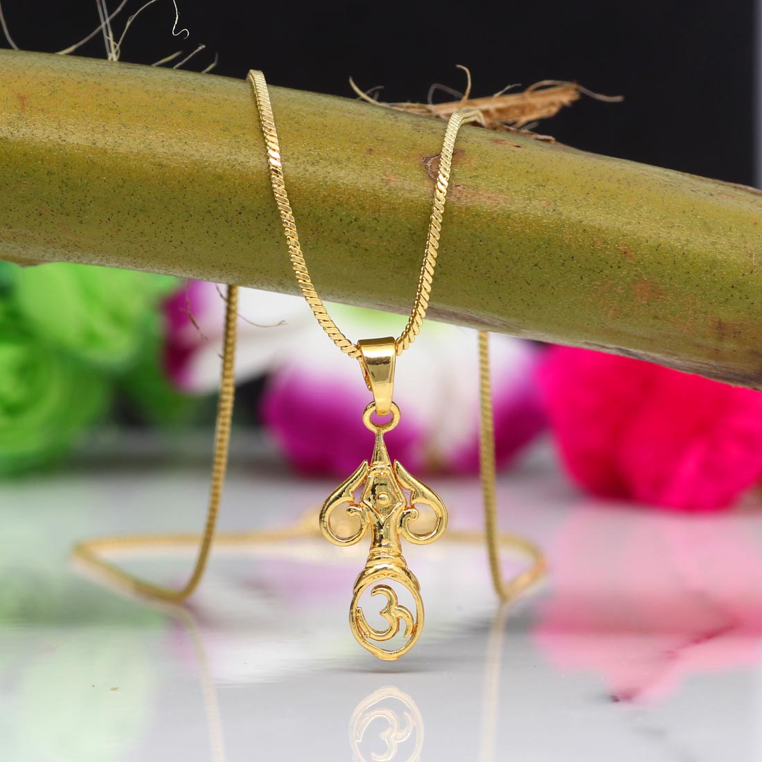 Gold Color Om Temple Locket