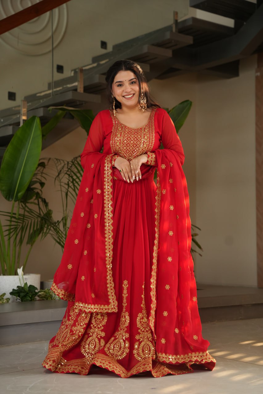 Zari Sequence Work Gown