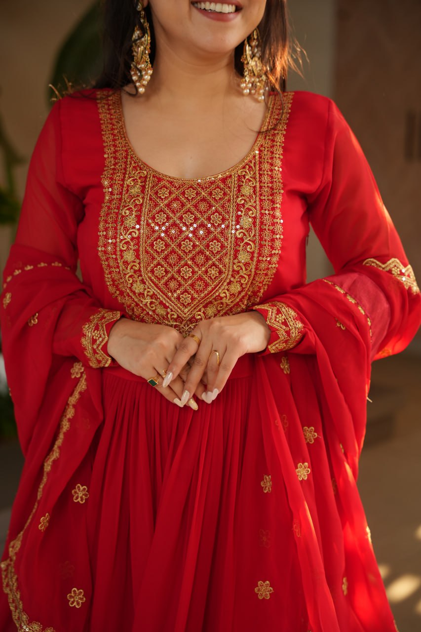 Zari Sequence Work Gown