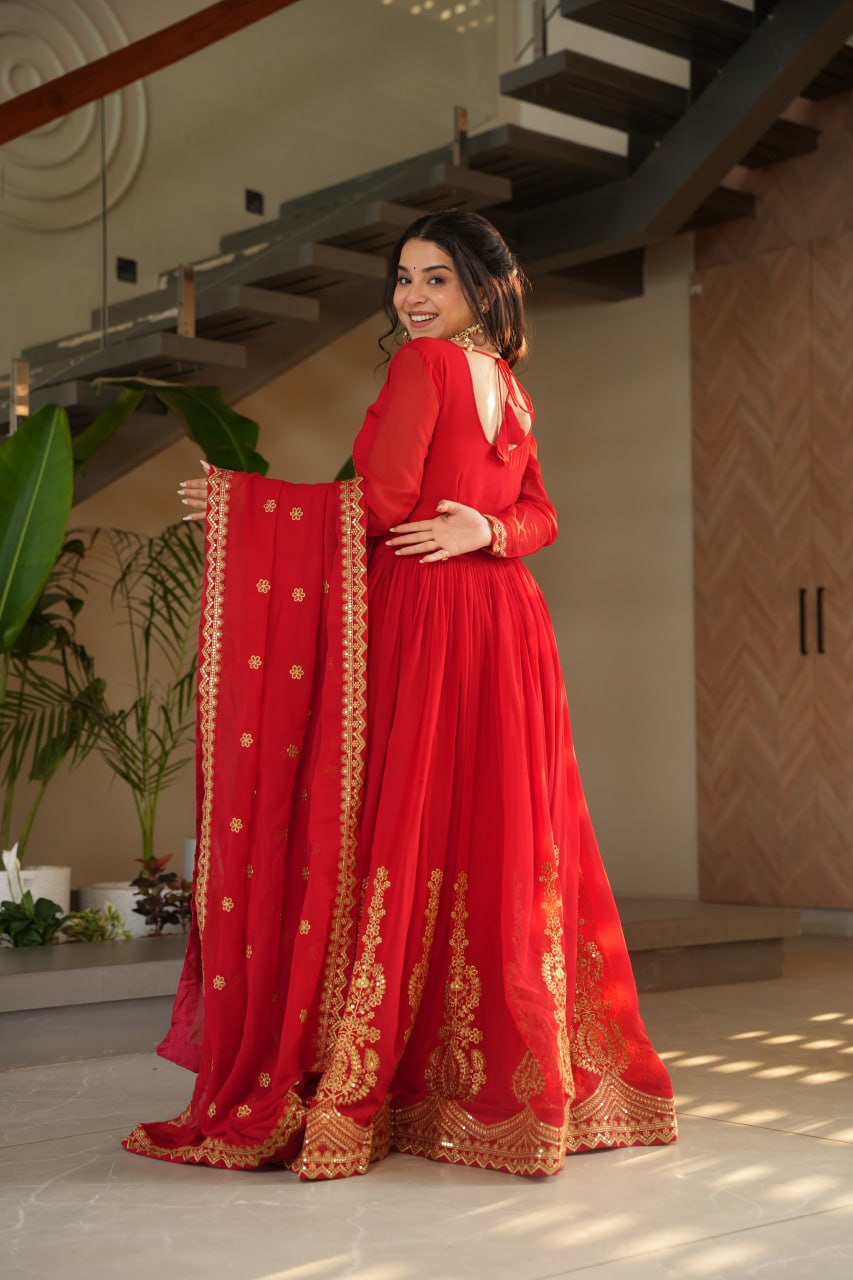Zari Sequence Work Gown