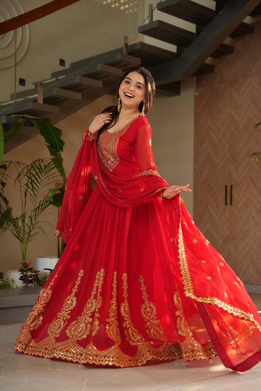 Zari Sequence Work Gown