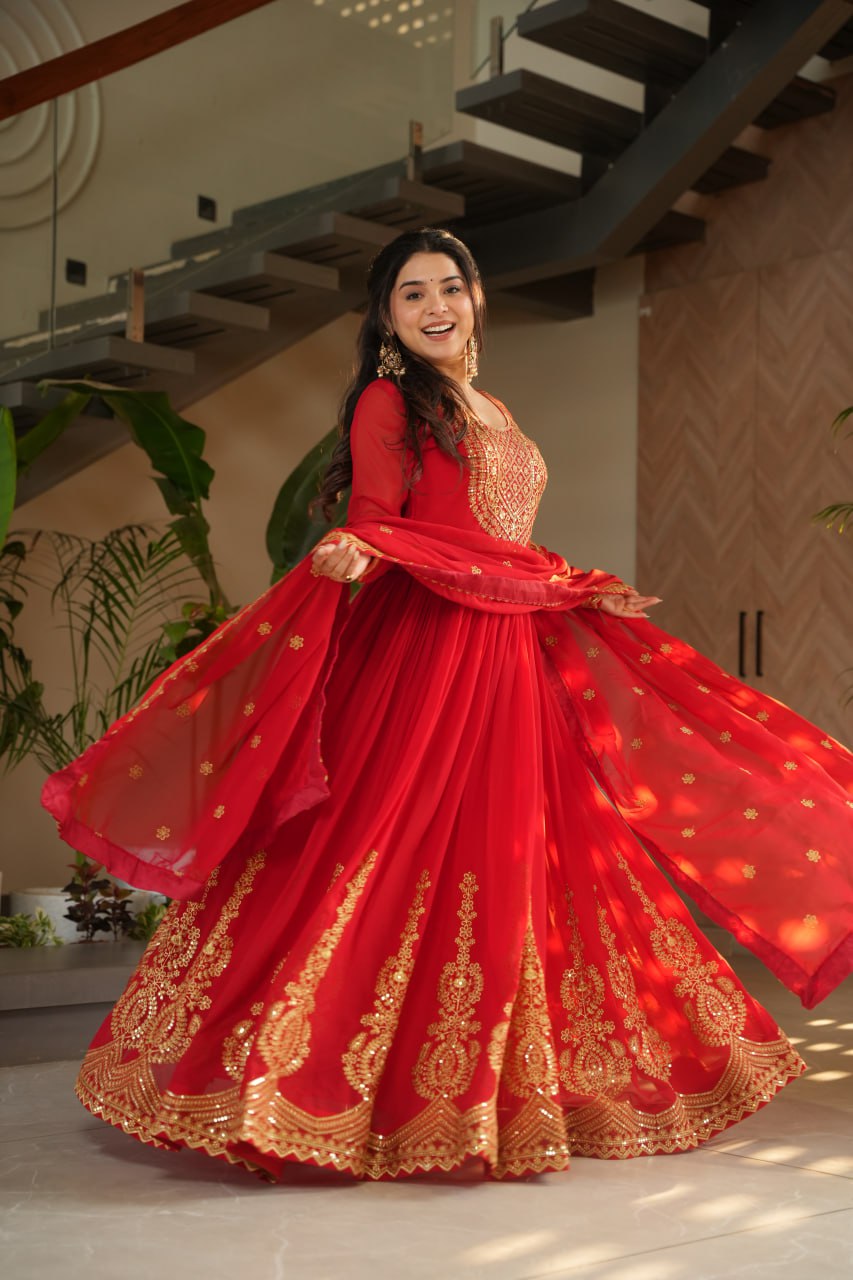 Zari Sequence Work Gown